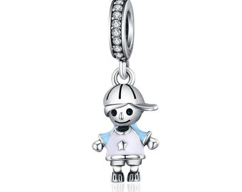 Lovely boy charm 925 Silver Charm European style Bracelet , Necklace Charm, 925 Charm, Gifts for her, little boy charm Pendant Charm