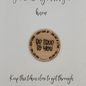 Símbolo de abraço de bolso de madeira Seja fiel a você - você conseguiu - Inspiração incrível, pensando em você, presente para me buscar, motivação, amizade