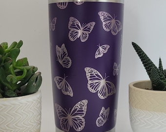 Butterflies gift Laser Engraved 20oz Double Wall Insulated Tumbler Travel mug,Seamless Tumbler ,Gift for mum,daughter, sisiter