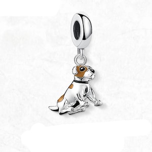 Jack Russell Terrier Dog Dog charm Jack Russel Charm, 925 Sterling Silver Pendant ring attachment