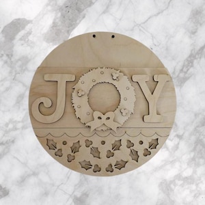 DIY Malen Sie Ihr eigenes JOY Kranz Holly-Muster Willkommen Türschild aus Holz - Machen Sie Ihr eigenes Haustürschild - Holzrohling für individuelle Wohnkultur