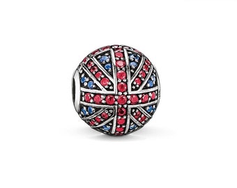 CZ Ball UK Flag Charm Pendant Beads charm  Charm European style Bracelet , Necklace Charm, Gifts for her Spacer charm