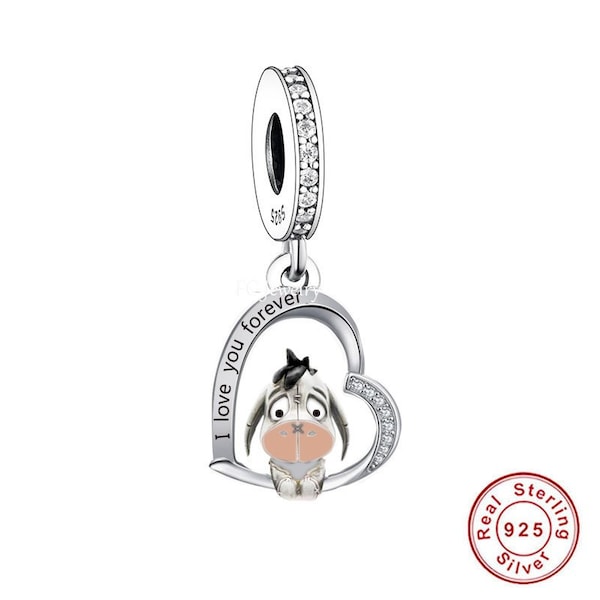 Eeyore charm, 925 Silver Charm European style Bracelet , Necklace Charm, 925 Charm, Gifts for her