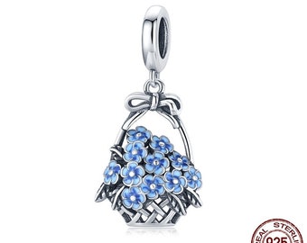 Flower charm, Flower boquet 925 Silver Charm Fits Bracelet , Necklace Charm, 925 Charm, Gifts for her