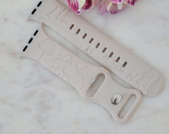 Engraved Mountains and Deer Gift Design for Apple Watch Silicone Sports Band/Strap  38mm/40mm/41mm/42mm/44mm/45mm/46mm/49mm