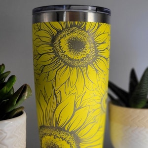 Sunflowers Laser Engraved 20oz Double Wall Insulated Tumbler Travel mug,Seamless Tumbler ,Gift for mum
