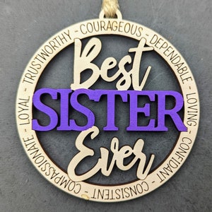 DIY Malen Sie Ihren eigenen besten Schwester Geschenkanhänger aus Holz, Schwester Ornament, Schwester Geschenk - kommen Sie in Uni Naturholzfarbe Nicht lackiert