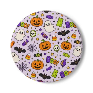 Cute Halloween Pattern Ceramic Coaster | Ghosts Pumpkins Candy