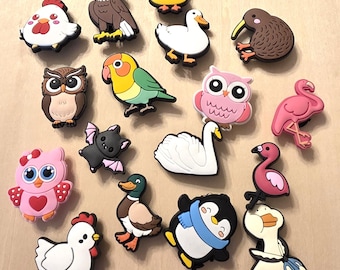 New trending Birds, Swan, Owl, Parrot, Eagle, Flamingo themed shoe charms for your shoes, cute shoe charms, clog compatible shoe charms