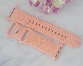 Engraved Cheer, Cheerleader Gift Design for Apple Watch Silicone Sports Band/Strap  38mm/40mm/41mm/42mm/44mm/45mm/46mm/49mm
