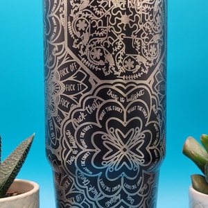 Swear/cuss Word Mandala F*ck Mandala Laser Engraved 30oz Double Wall Insulated Tumbler Custom Seamless Tumbler