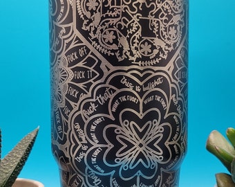 罵り言葉マンダラ ファックマンダラ レーザー刻印 30オンス 二重壁断熱タンブラー カスタムシームレスタンブラー