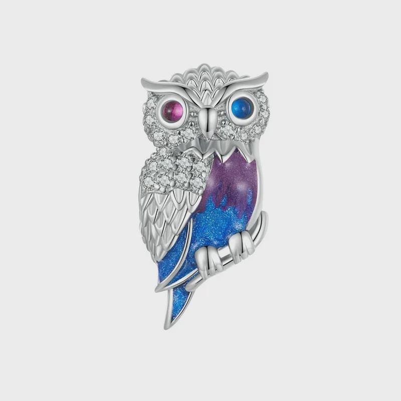Owl Charm Fit Bracelets, 925 Sterling Silver, Bird Lover Gift, Owl Jewelry, Bird Keepsake Charm