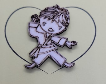 Karate Handmade Wooden Pocket hug token love gift little pocket hug, pick me up pocket hug token