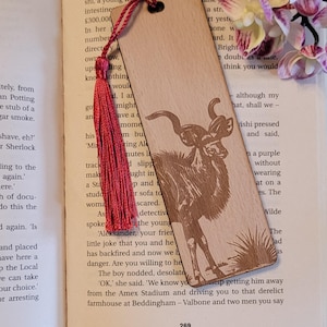 Kudu Afrikaanse safari, Zuid-Afrikaans natuurboek op maat houten gepersonaliseerde bladwijzer, aangepaste houten bladwijzer, lezercadeau, vrouwencadeau