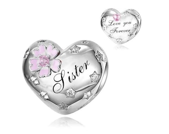 Cousin Herz Charm Love you Forever Cousin Charme 925er Silber Charm im europäischen Stil Armband, Kettenanhänger, Cousingeschenk