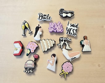 Bride, Groom, wedding Shoe Charms,  marriage Theme shoe charms for your shoes, cute shoe charms, clog compatible shoe charms