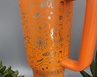 Halloween, ghosts, spiders web 40oz Double Wall Insulated Tumbler with Handles Gift for mom, sister