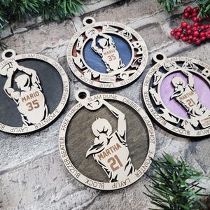 Personalized Basketball  Ornament – Custom Wood Sports Keepsake, Athlete Gift, Coach Gift Team Gift Sports Fan Christmas Ornament Basketball