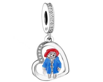 Anime Bär Retro Classic Charm 925er Silber Charm Armband im europäischen Stil, Kettenanhänger, Geschenke für sie, Paddington Charme