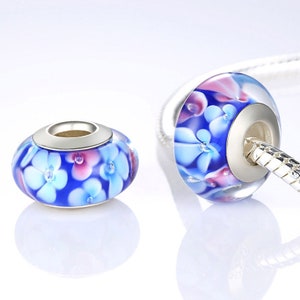 Dije de cuentas de cristal de Murano luminoso Dije de estilo europeo Pulsera, Dije de collar, Regalos para ella Dije espaciador