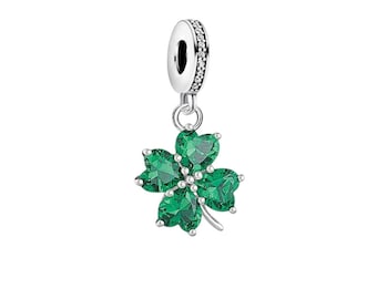 Dije de trébol de cuatro hojas verde, dije de trébol de cuatro hojas de plata 925, dije de collar, dije de pulsera, dije 925, regalos para ella