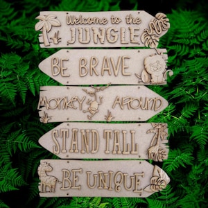 DIY Paint Your Own Safari Jungle Wooden Wall Plaque Craft Set for Kids & Adults, Welcome to the Jungle Animal Activity, Safari Party Decor