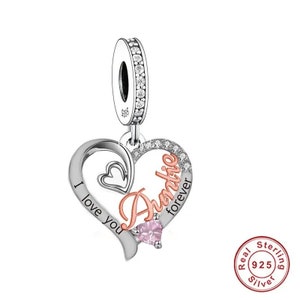 Tante Herz Charm Tante Herz 925er Silber Charm im europäischen Stil Armband, Halskette Charme, Geschenk von Nichte Neffe