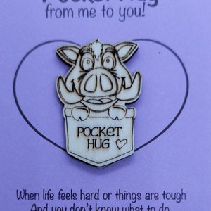 Warthog Handmade Wooden Pocket hug token love gift little pocket hug, pick me up pocket hug token