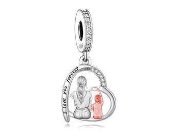 Mother & Son Charm Brother Sister charm Fits European, 925 Sterling Silver, Mother Son Jewelry, Mother Son Gift, Mother Son Keepsake