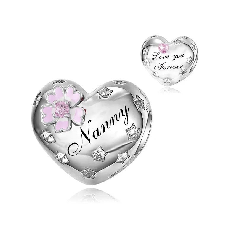 Nanny Heart Charm 925 Silver Pendant Love You Forever Jewelry