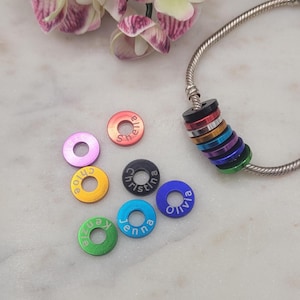 Personalised name charm, Family appreciation tokens for Bracelets and Necklaces Engraved Rings, Love Token Gift Made from metal