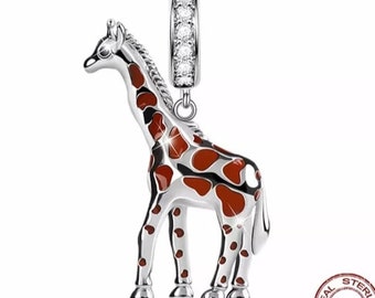 African Giraffe 925 Silver Charm European style Bracelet , Necklace African Giraffe Charm, Giraffe Charm, 925 Charm