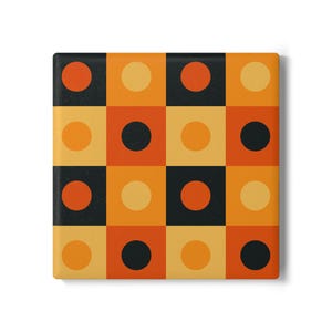 Retro keramische onderzetter met geometrische stippen | Cirkels in mid-century modern design