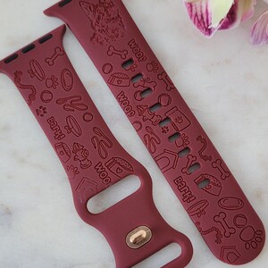 Engraved German Shepard Design for Apple Watch Silicone Sports Band/Strap  38mm/40mm/41mm/42mm/44mm/45mm/46mm/49mm Boho