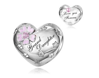 Dije de corazón para nieta, te amo por siempre, corazón, plata 925, estilo europeo, pulsera, collar