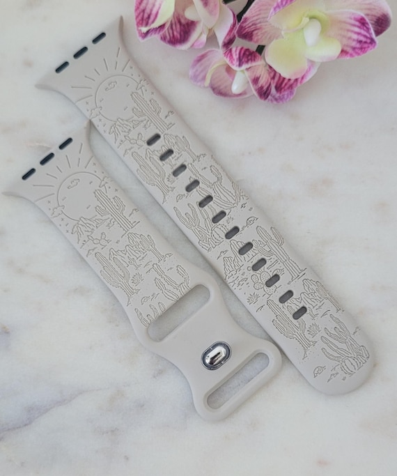 Engraved Cactus, Western Gift Design for Apple Watch Silicone Sports  Band/Strap 38mm/40mm/41mm/42mm/44mm/45mm/46mm/49mm
