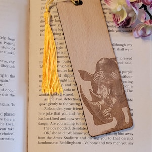Rhino, African Safari, South African nature custom book Wooden Personalized Bookmark, Custom wood Bookmark, Reader gift, Women gift