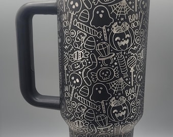 Süßes oder Saures Halloween, Geister, Spinnen, Boo 40 Unzen doppelwandiger, isolierter Becher mit Geschenk Griffen