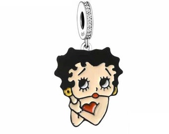 Anime Betty Retro Classic Charm 925 Silver Charm European style Bracelet, Necklace charm, Gifts for her, Boop Charm