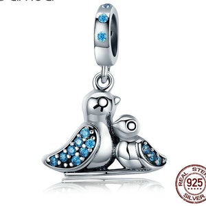 Pulseiras com pingentes de pássaros fofos, prata esterlina 925, presente para amantes de pássaros, joias para pássaros, pingente de lembrança de pássaros