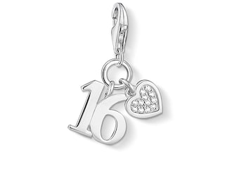 16th Birthday Anniversary Pendant Charm 925 Sterling Silver Fits European Bracelets Lobster Claw 16th birthday gift Sweet 16 Birthday