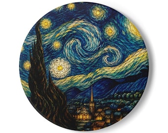 Starry Night style Night Sky ceramic coaster | Van Gogh inspired art drink coaster Art Printed on Coaster or Canvas