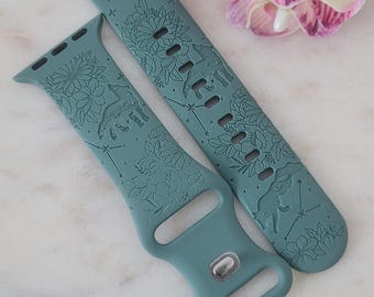 Engraved Celestial, wolf, boho Gift Design for Apple Watch Silicone Sports Band/Strap  38mm/40mm/41mm/42mm/44mm/45mm/46mm/49mm