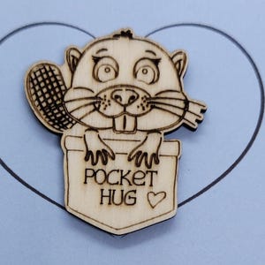 Beaver Handmade Wooden Pocket hug token love gift little pocket hug, pick me up pocket hug token