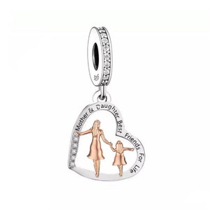 Mutter Tochter Beste Freunde Charms Armbänder, 925 Sterling Silber, Mutter Tochter Schmuck Geschenke, Mutter Tochter Andenken
