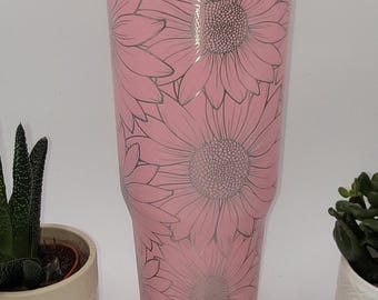 Kubek termiczny Daisy, Flowers, Garden Lover, grawerowany laserowo, 30-uncjowy, izolowany, z podwójnymi ściankami