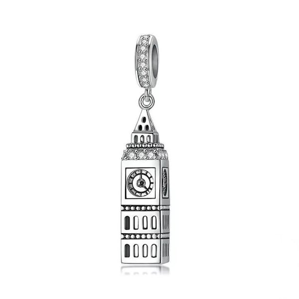 Charme Big Ben, Londres Angleterre Charme, Charme de la tour de l'horloge, Charme de voyage, Souvenir de Londres, Cadeaux de voyage en Europe, Convient aux bracelets européens