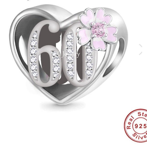 60th Numbers Anniversary Birthday Charms fit all major brands of charm bracelets Landmark Birthday Fits all Charm Bracelets 60 years old