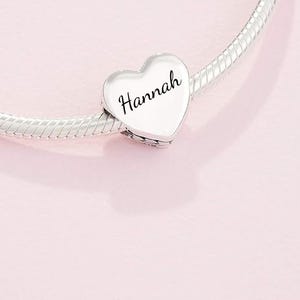 PERSONALISED Sterling Silver Custom Name Charm, Baby charm, Family Charm, Personalized Birthday, wedding date charm, 10mm